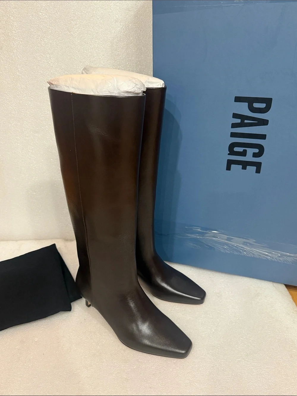 PAIGE Women's Ansley Tall Leather Boot, Chocolate size 8 New
